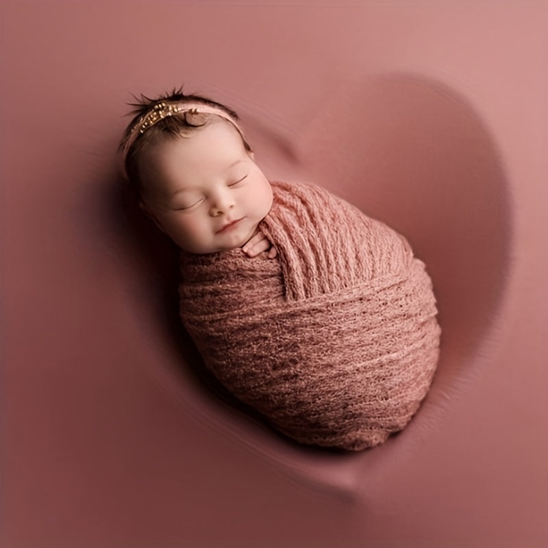 2Pcs Baby Photography Set: Soft Knit Wrap Towel & Headwear