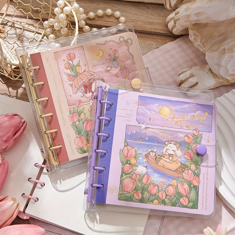 Tulip Dream Square Journal Book PVC Soft Shell Loose-leaf Square Grid Core