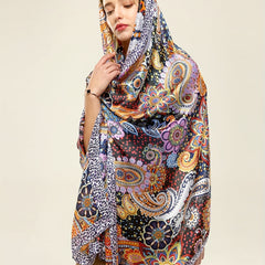 Colorful Printed Satin Scarf for Sunscreen Outdoor Use