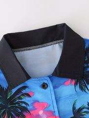 Boys Hawaii Coconut Tree Print Shirt&Shorts Set