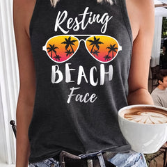 Coconut Tree & Letter Print Tank Top