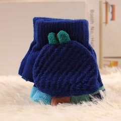 Knit Flip Open Finger Kids Gloves Warm Half Finger Boys Girl