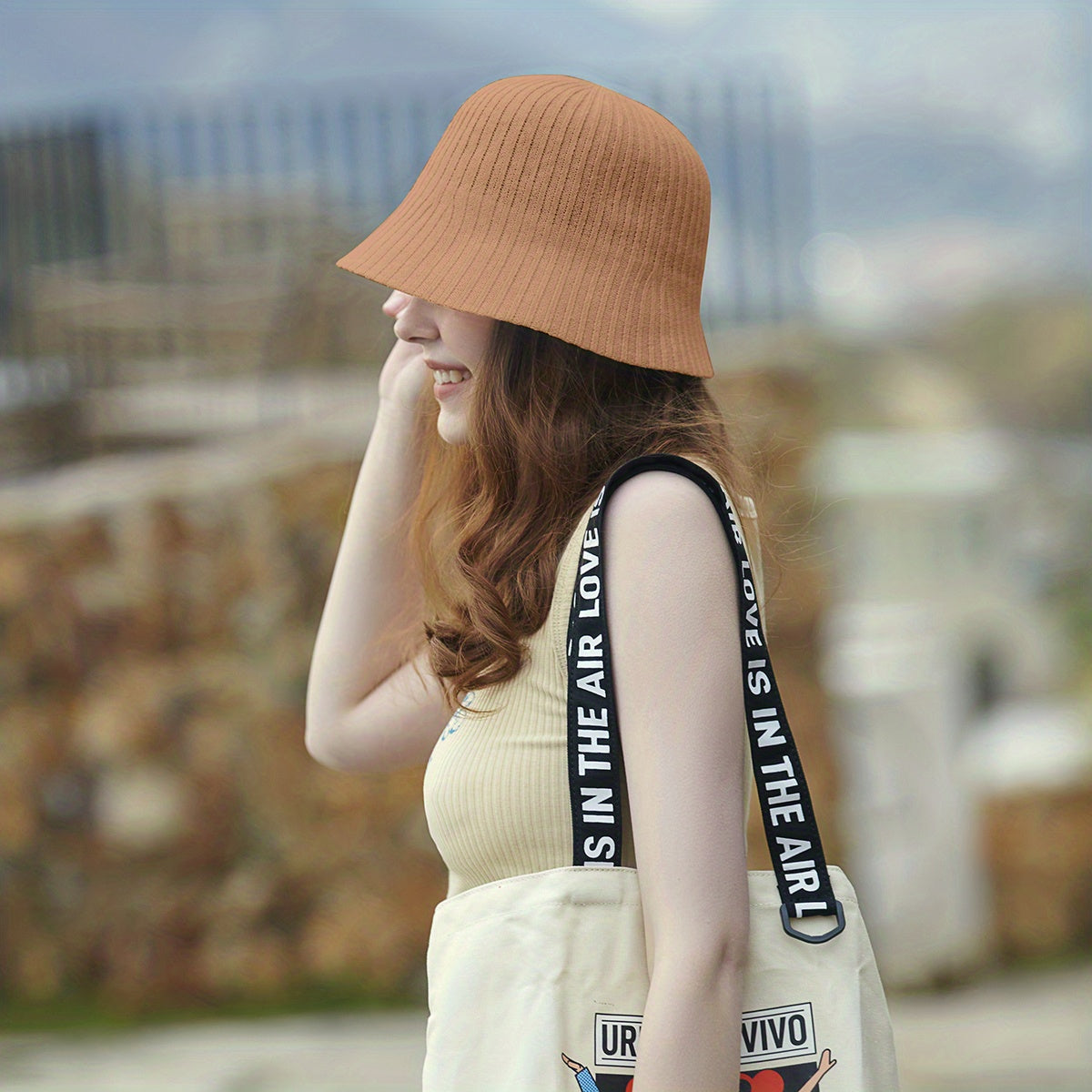 Vintage Striped Bucket Hat Casual Sunshade Basin Hat Fisherman Cap for Women