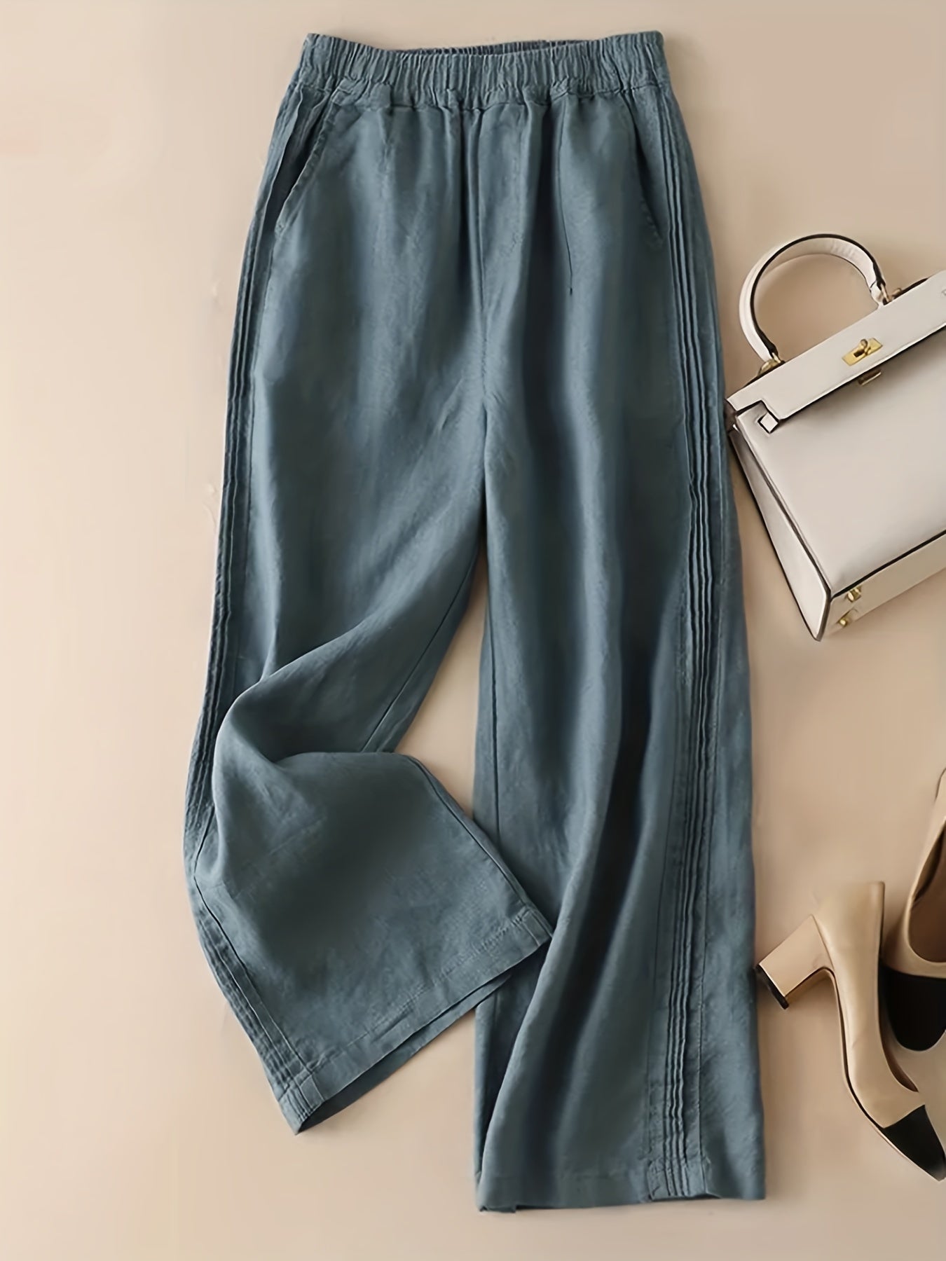 Wide Leg Elastic Waist Casual Summer Pants