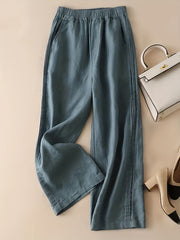 Wide Leg Elastic Waist Casual Summer Pants