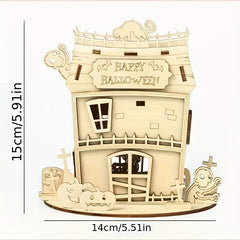 3D Wooden Puzzle Halloween House Educational Toys DIY Creative