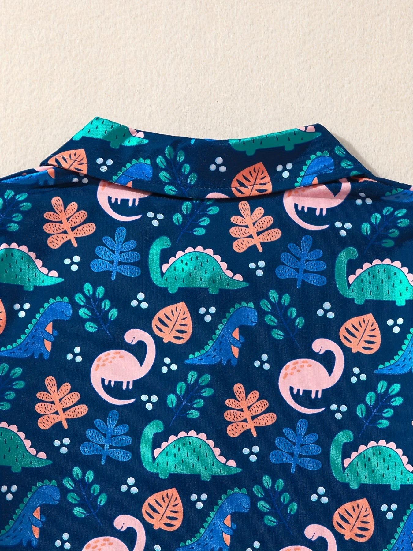 Boys Dino & Leaves Print Polo Shirt & Shorts Set