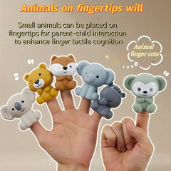Animal Finger Puppets & Stacking Boats Bath Time Toys for Toddlers