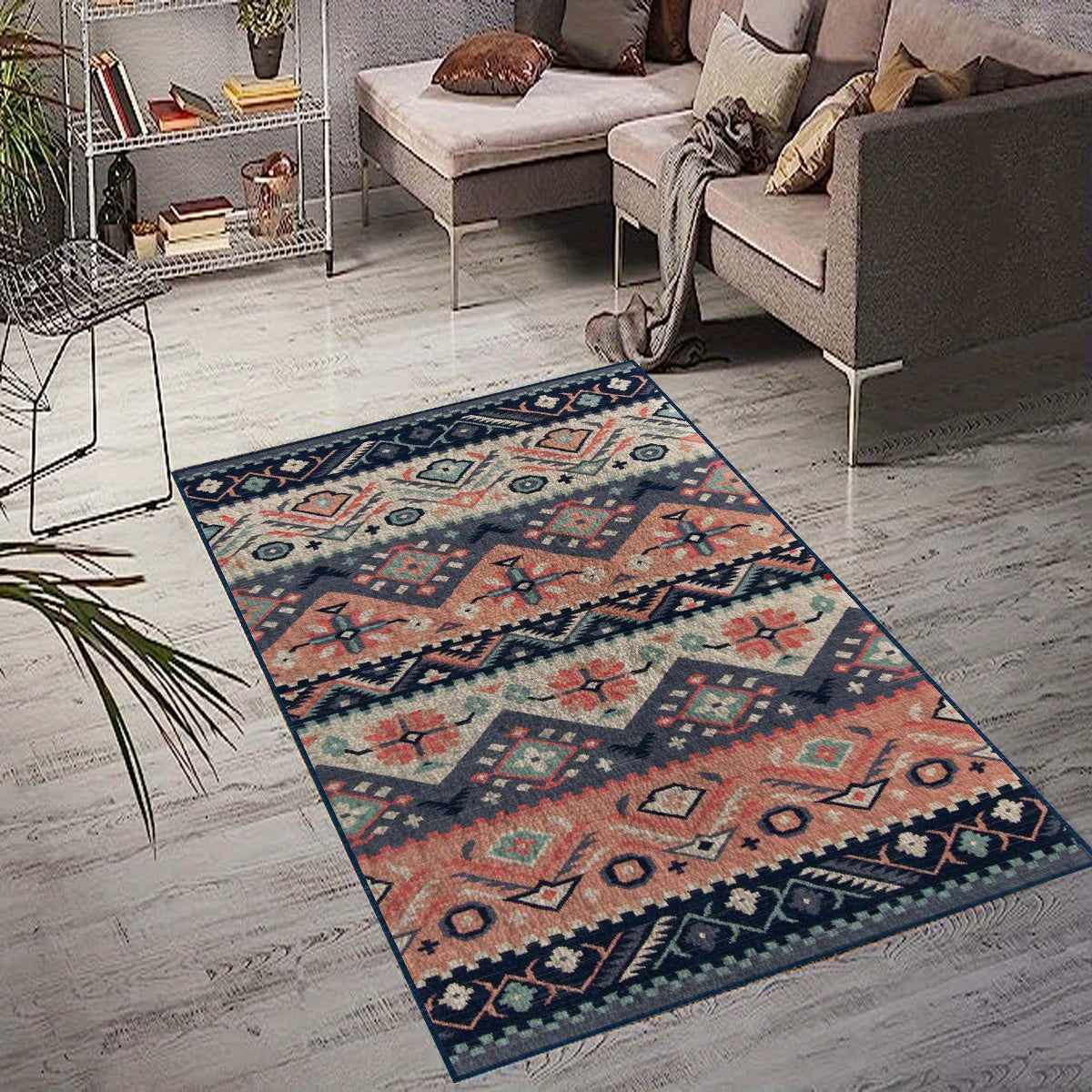 Vintage Moroccan Area Rugs For Living Room Boho Distressed Non-slip TPR Base