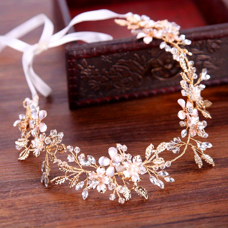 Crystal Rhinestone Leaf Wedding Headband Hair Accessories For Women