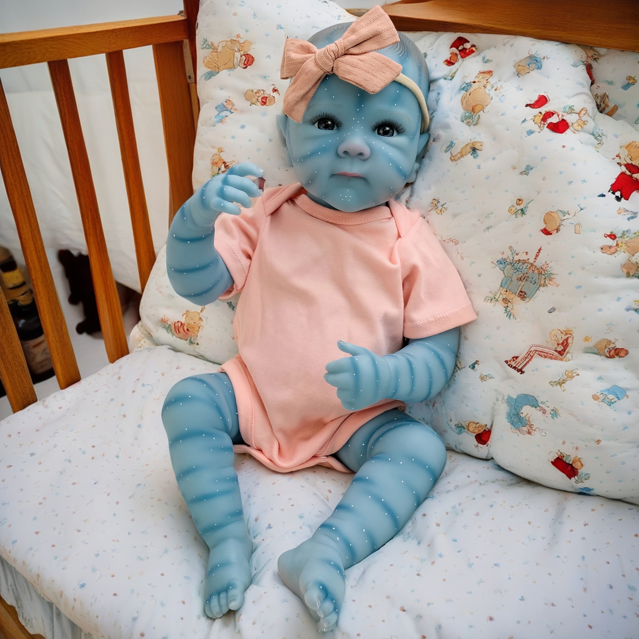 Realistic Vinyl Open Eyed Orange Bow Dress Bettie Reborn Doll