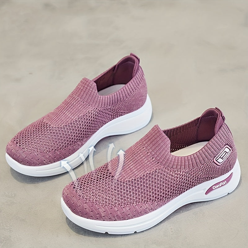 Women's Breathable Woven Sneakers Lightweight Slip On Shoes