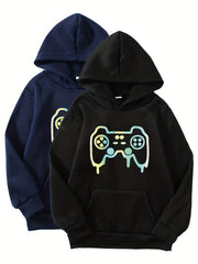 2pcs Gamepad Boys Hooded Sweatshirt Spring Fall Kids Hoodie Tops