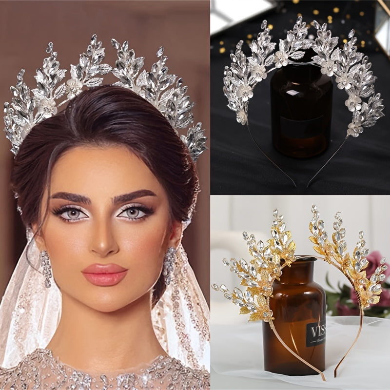 Rhinestone Crystal Flower Bridal Crown Wedding Hair Accessories Tiara