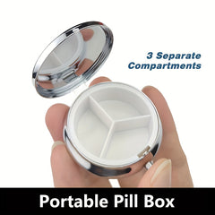 Sun Moon Art 3 Compartment Pill Box Wallet Portable Pocket Decoration Metal Medi