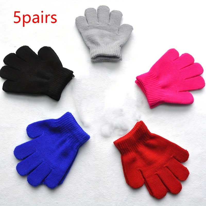 5 Pairs Winter Warm Magic Gloves for Boys/Girls