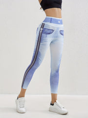 Denim Yoga Sports Tight Pants High Stretch Leggings