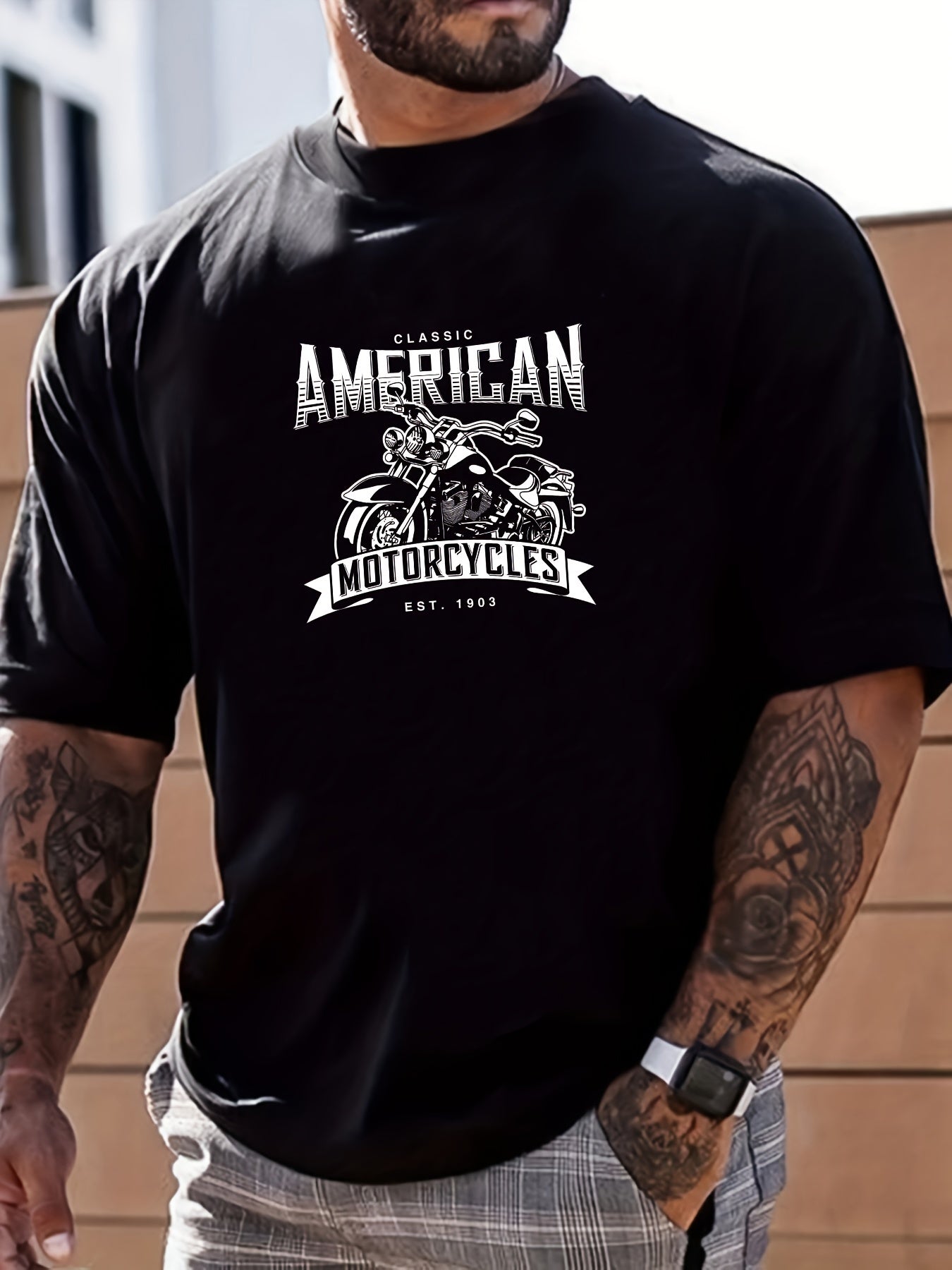 Lighthouse Motorcycle Sea Print Men's Graphic Tee
