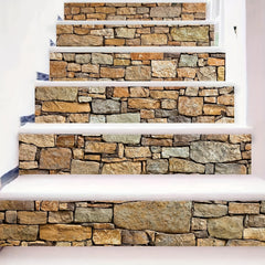6pcs Brick Stairs Stickers 3D Stone Art Decorative Decals