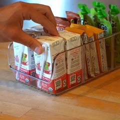 Clear Divided Refrigerator Organizer Bin with Handles