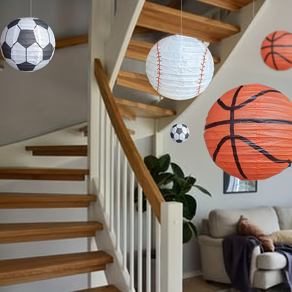 3pcs Sports Paper Lanterns Baseball Football Party Decoration Set