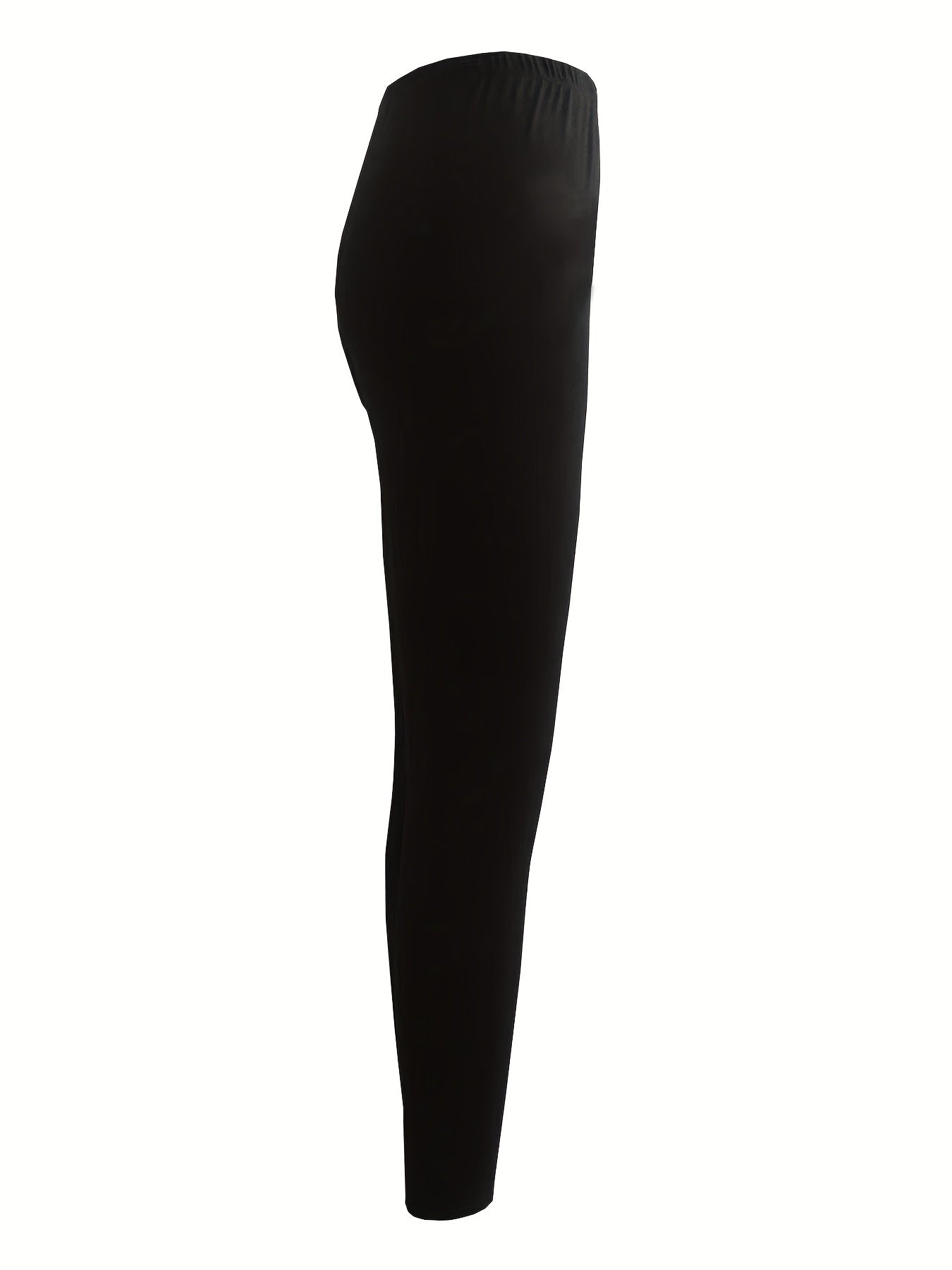Solid High Waist Skinny Leggings Casual Stretchy Cropped Leggings