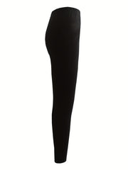 Solid High Waist Skinny Leggings Casual Stretchy Cropped Leggings