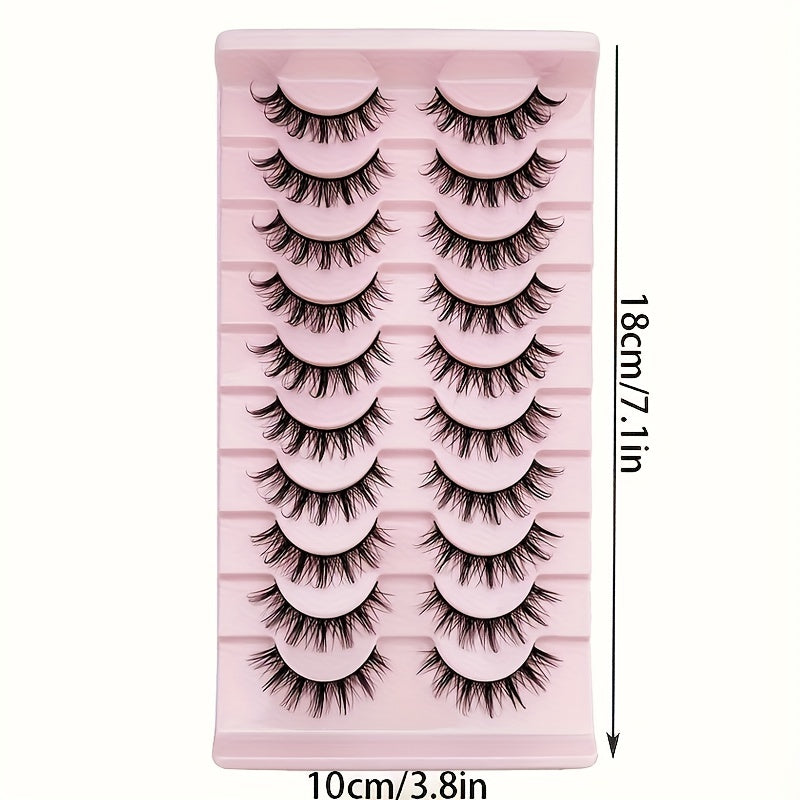 10 Pairs Cosplay False Eyelashes D Curl Natural Look Anime Makeup
