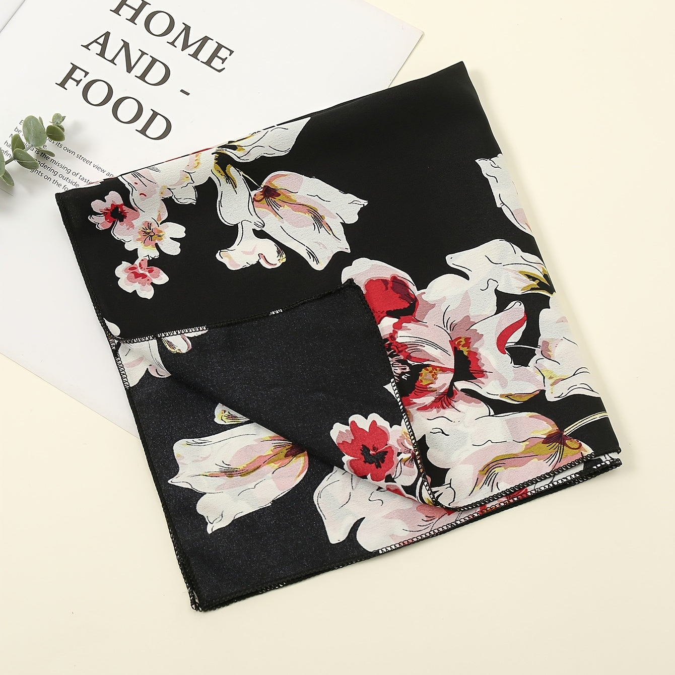 Floral Square Scarf Headwrap Windproof Neck Wrap Hair Accessory