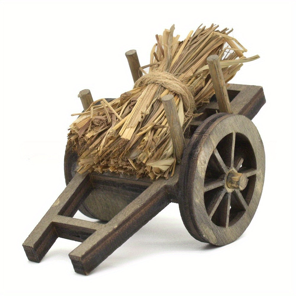 DIY Mini Outdoor Garden Firewood Cart with Wooden Logs