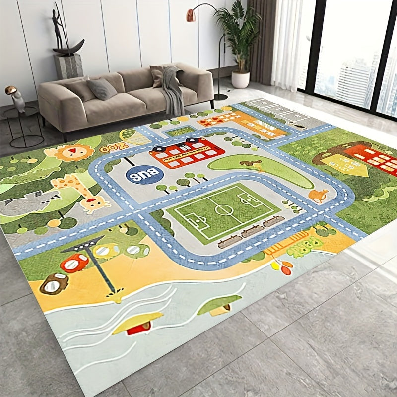 Kids Car Rug Playmat Educational Traffic Carpet Play Rug 100x37in