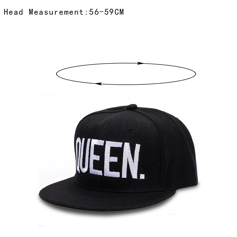 Queen King Embroidered Hip Hop Flat Brim Hat