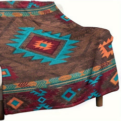 Flannel Warm Blanket Retro Style Sofa Blanket for Camping Travel