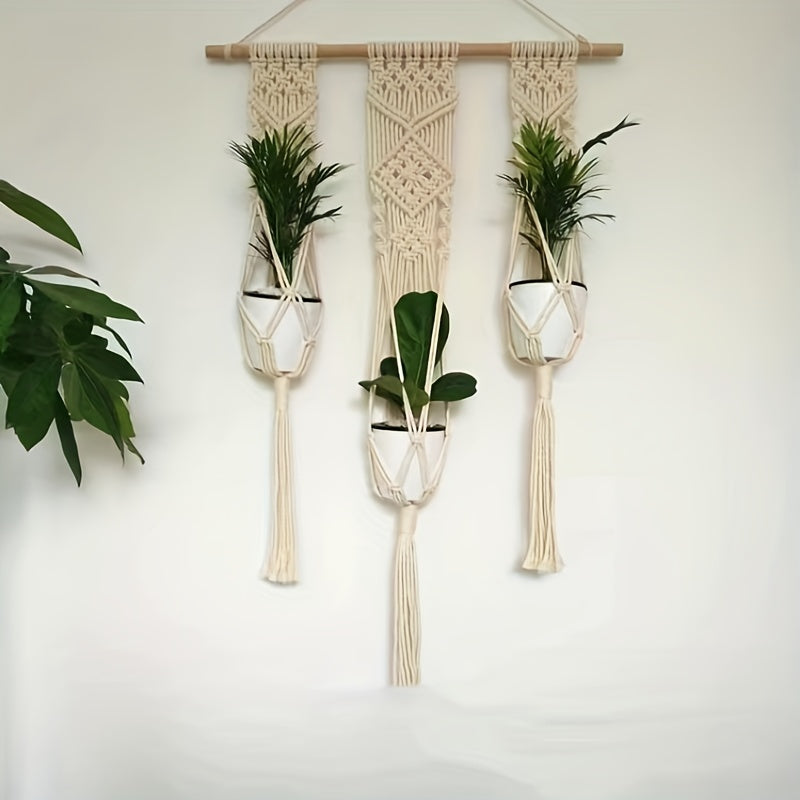 Macame Tassel Tapestry Flower Basket Plant Coat Hanger Wall Pendant
