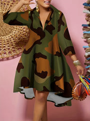 Leopard Half Sleeve V Neck Stretch Dress