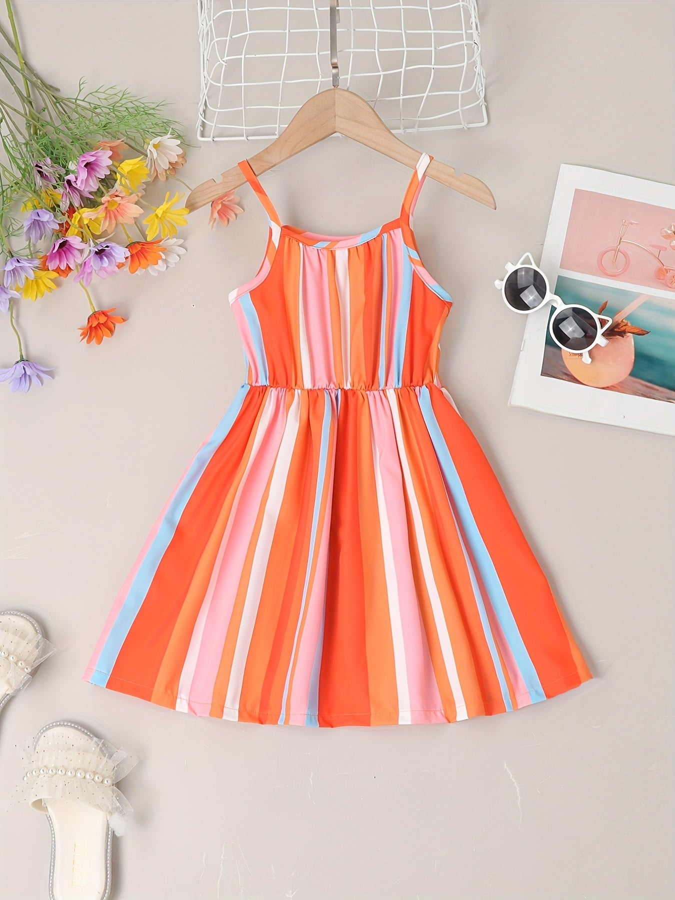 Girl Spaghetti Strap Polka Dots Summer Beach Dress