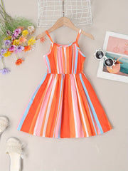 Girl Spaghetti Strap Polka Dots Summer Beach Dress