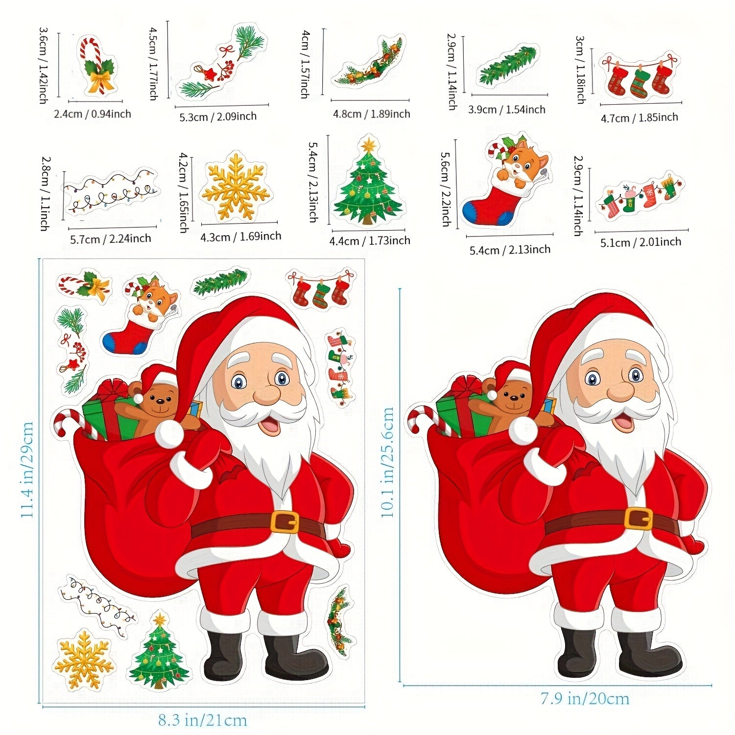 6pc Christmas Window Wall Stickers Set Self-adhesive Adhesive
