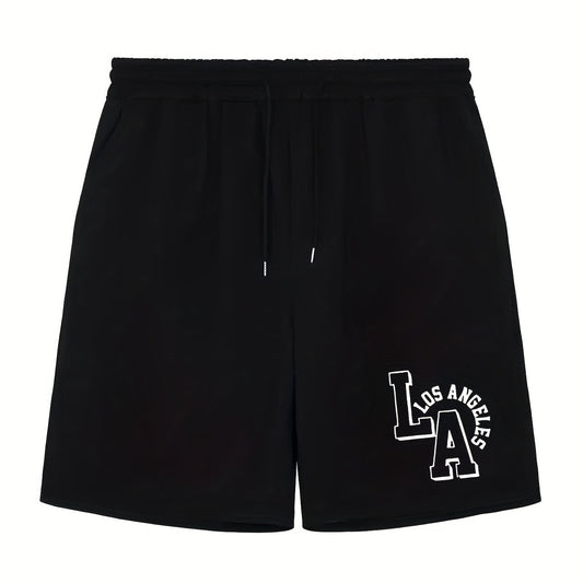 Men's Casual LA Graphic Drawstring Shorts for Summer