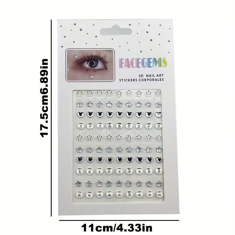 4pcs Music Stage Makeup Pearl Stickers Y2K Makeup Accessories Nail Stickers