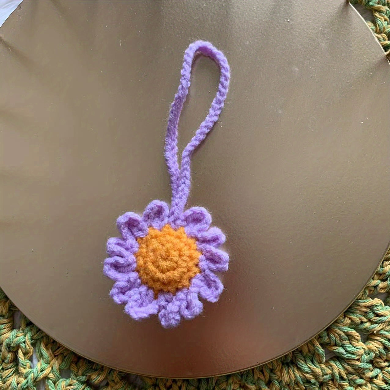 Flower Knit Keychain Crochet Bag Key Chain Keyring Charm