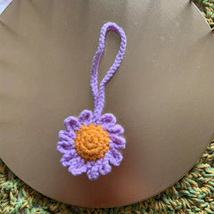 Flower Knit Keychain Crochet Bag Key Chain Keyring Charm