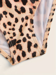 2Pcs Girls Leopard Bow Front Bikini Set Girls Split Bathing Suit Summer Swimsuit