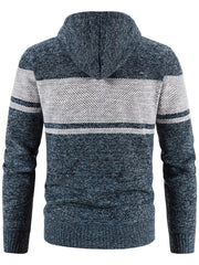 Men's Hooded Plush Sweater with Contrast