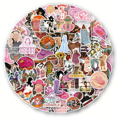 110pcs Cowgirl Stickers Pink Cowgirl Hat Western Girls Boots Stickers Pack