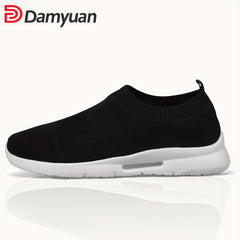Breathable Knitting Slip On Sneakers Thick Sole Running Shoes