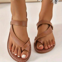 Women's Toe Loop Slide Sandals Ankle Strap Beach Shoes