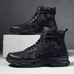 Men's High Heel Camo Ankle Boots for Street Style