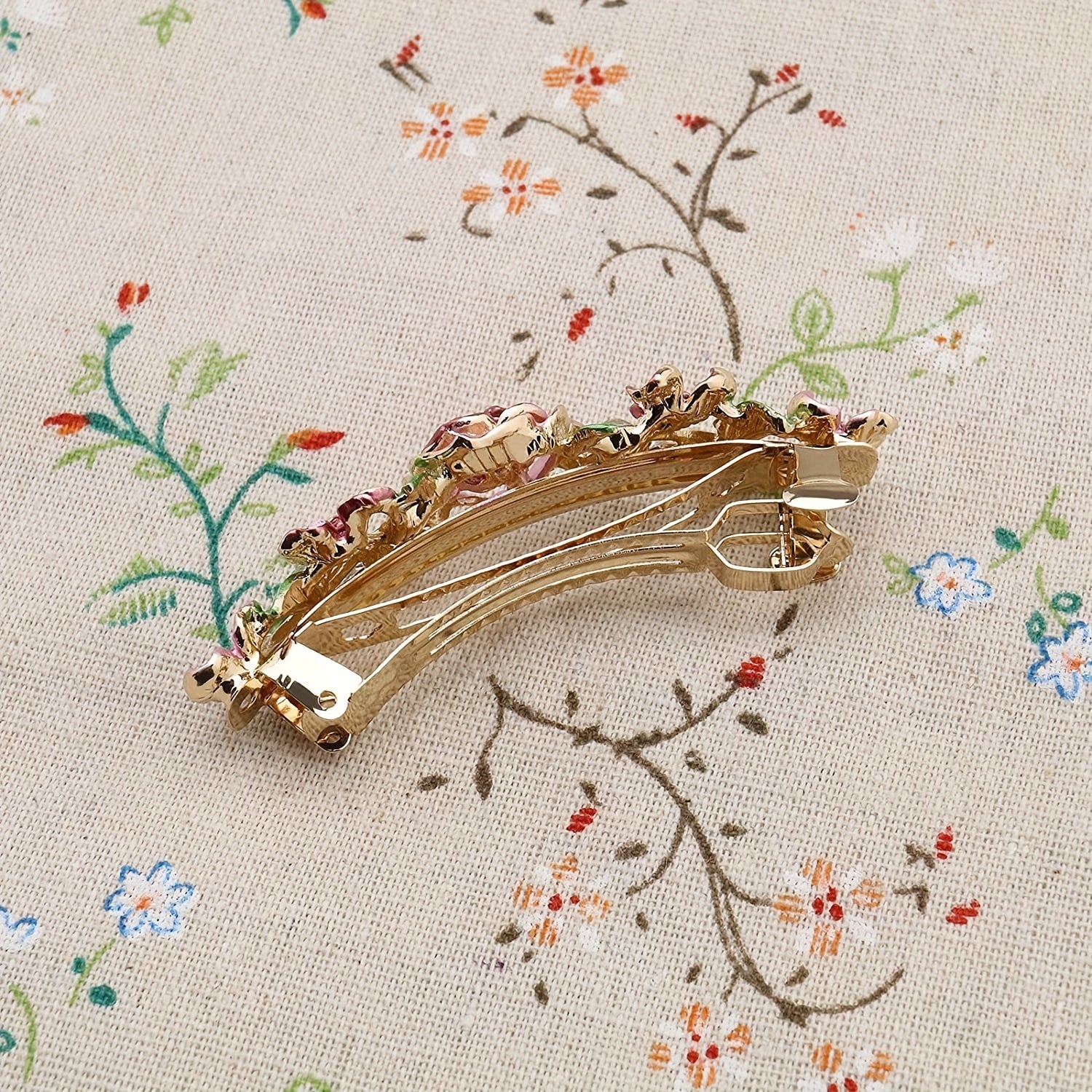 Colorful Flower Leaf French Barrette Hair Clip