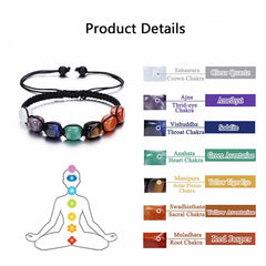 7 Chakra Stone Yoga Bracelet Reiki Healing Crystal Gemstone Rope